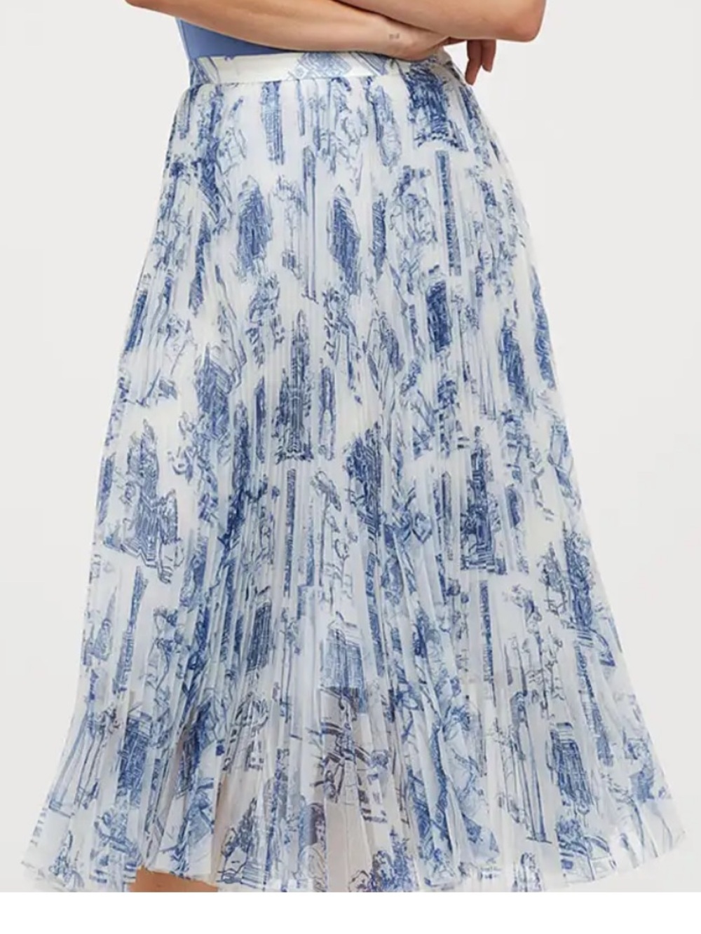H&M Blue and White Toile Maxi Skirt